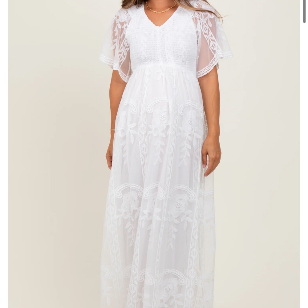 White Lace Maternity Maxi Dress - Picture 2 of 2